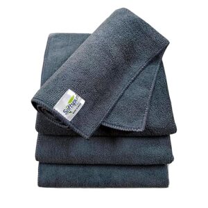 SOFTSPUN Microfiber Cloth - 4 pcs - 40x40 cms - 340 GSM Grey! Thick Lint & Streak-Free Multipurpose Cloths - Automotive Microfibre Towels for Car Bike Cleaning Polishing Washing & Detailing. Colour